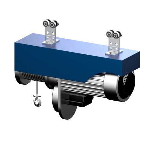 Two Wheel Hoist Roller Trolley Assembly For One And Five Eighths Inch Strut Channel With Set Screw Clearance on overhead hoist