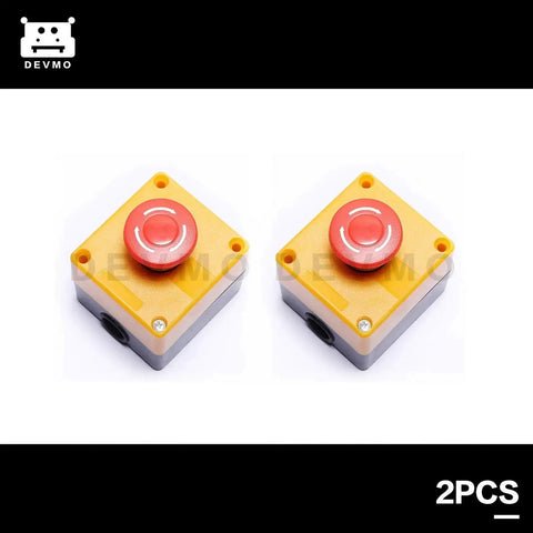 Two Red Mushroom Emergency Stop Push Button Switches 22mm CNC DPST Latching E Stop With One Normally Open And One Normally Closed Contacts