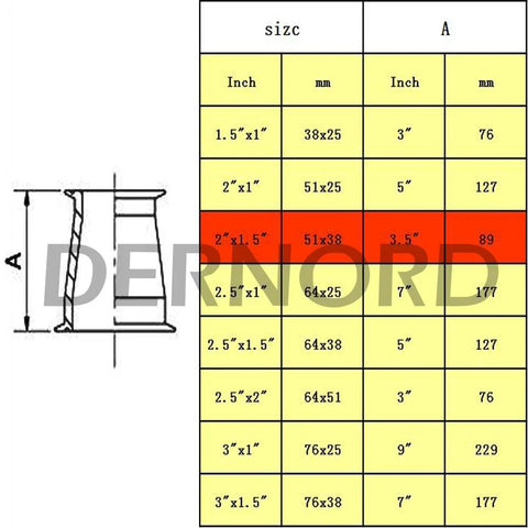 DERNORD sanitary reducer fitting, SUS304 tri-clamp ferrule style, 2 in to 1-1/2 in tube OD, front and side view