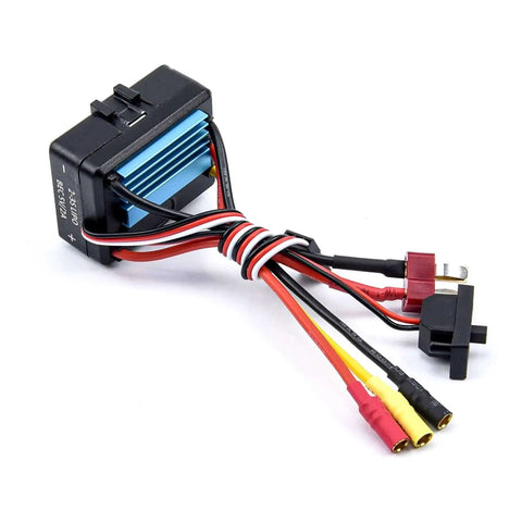 Waterproof 35A Brushless ESC for 1/14, 1/16, 1/18 RC cars and trucks with 2-3S battery, 5V 2A BEC, excellent heat dissipation.