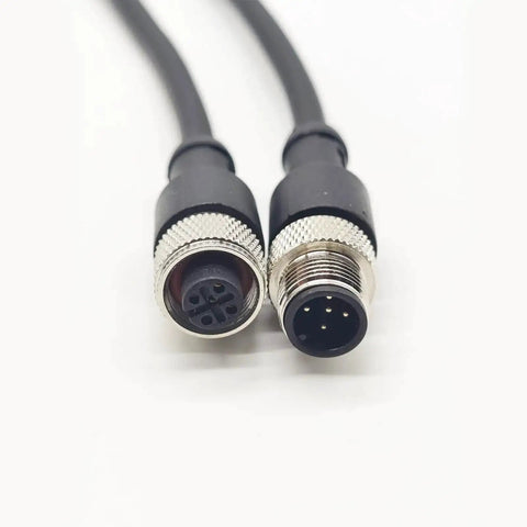 3.28ft M12 5 Pin Cable Connector Straight Aviation Plug Waterproof IP67 Male To Female Sensor PVC Socket 60V 4A