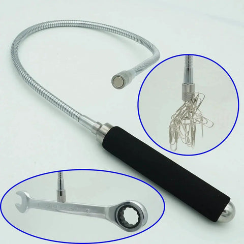 Flexible Magnetic Pickup Tool Set With 5 Lb And 10 Lb Magnetic Strength 26 Inch Bendable Extension for hard-to-reach items.