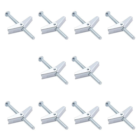 10 Pack One Quarter Inch Toggle Anchors for Drywall with Zinc Plated Steel Bolts Screws and Anchors Heavy Duty Wall Mounts
