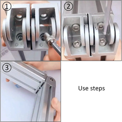 Installation steps of 4 Piece Black 2020 Aluminum Extrusion Pivot Hinge Swivel Angle Bracket With Handle For 20 Series