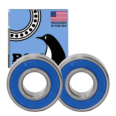 2-Pack 6001-2RS sealed ball bearings 12x28x8mm, chrome steel with dual rubber seals, packaged in the USA