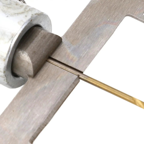 Close-up of a drill bit from the Wood Ring Drill Bit Set For Woodworking And Bracelet Milling HSS Beefed Up Wear Resistant Cutter Kit.