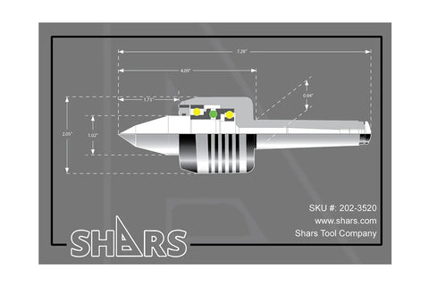 Diagram of 3MT Long Nose Live Center For Lathe CNC With Triple Bearing 60 Degree Point High Precision 0.0002 TIR specifications