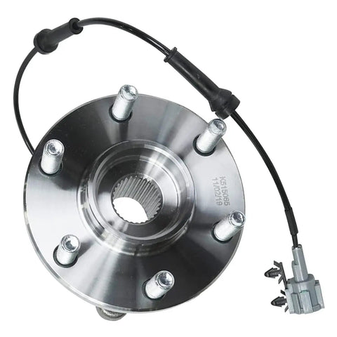 4WD Wheel Bearing Hub Assembly Set For Nissan Frontier And Pathfinder, 6 Lug With ABS, Front And Rear Hubs, Fits 2005 To 2019 Frontier And 2005 To 2012 Pathfinder 4x4 Models, Includes Replacement Part Numbers 515065 541003, Beefed Up 4x4 Upgrade.