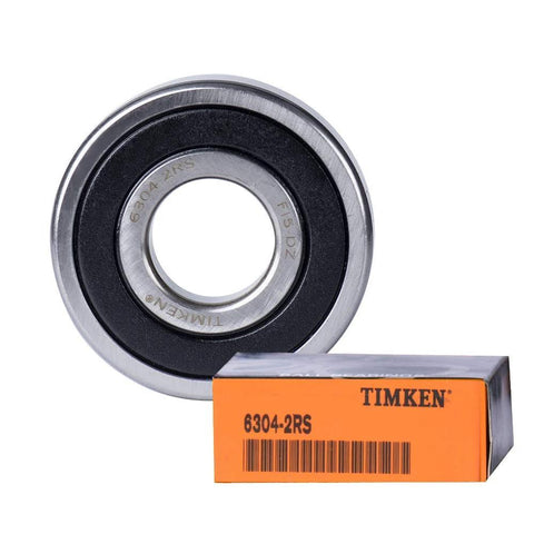 Timken 6304-2RS deep groove ball bearing with rubber seals, 20x52x15mm, in orange Timken box