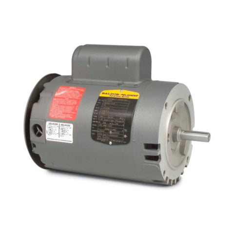 1 HP Single-Phase Electric Motor, 3450 RPM, 60 Hz, 56C Frame, factory new model, side view showing sealed ball bearing construction.