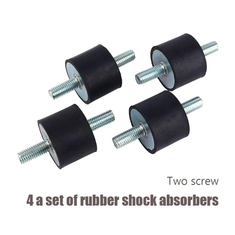 M10 Rubber Vibration Isolator Mounts 40x30 for air compressor pumps, set of four black rubber shock absorbers with screws.