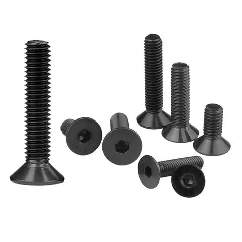 Flat Head Socket Cap Screws M1.6 X 5mm, 10.9 Grade Alloy Steel, DIN 7991, Black Oxide Finish, Allen Drive, Machine Thread