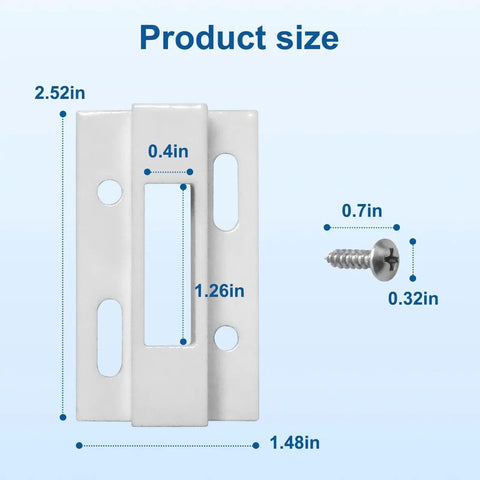 Universal Sliding Door Keeper And Hook Latch Replacement For Pella And Micron 1200 Series Extruded Aluminum Door Latch Kit With Four Mounting Screws White Finish Compatible With Viking And Similar Sliding Doors dimensions shown