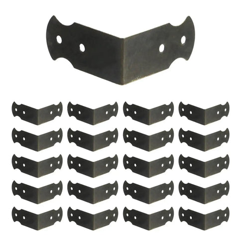 1.6 By 0.7 Inch Right Angle Corner Protector Set Of 20 With Mounting Screws, Iron Bronze Finish, for Furniture and Edge Protection