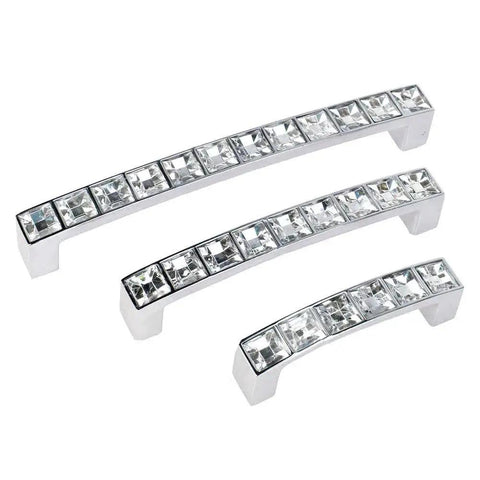 Modern Decor Crystal Glass Rhinestone Drawer Cabinet Pulls Zinc Alloy Handle Set 4 Inch Overall Length 3.8 Inch Hole Centers Includes 22mm And 30mm Screws 5 Pack