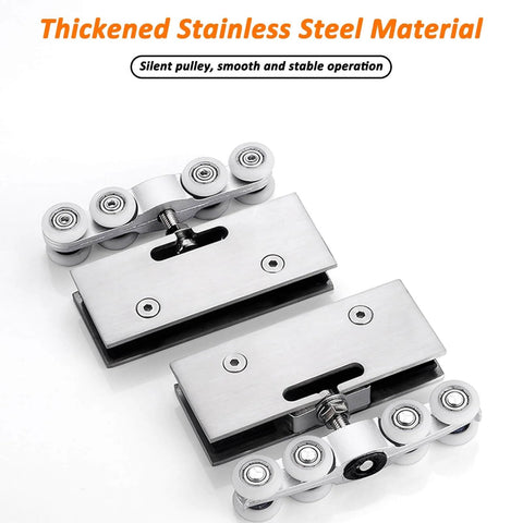 Glass Sliding Door Track Kit For Closet Barn Bypass And Pocket Doors Aluminum Rail System With Rollers And Floor Guide