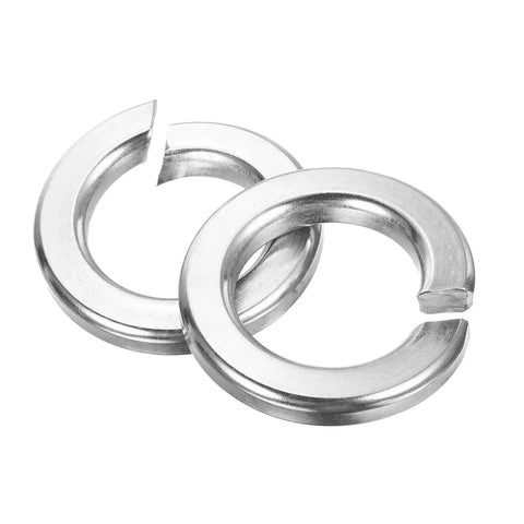 Two 1 Inch Split Lock Washer Set 5 Pieces 304 Stainless Steel Spring Lock Washers for Screws and Bolts close-up view