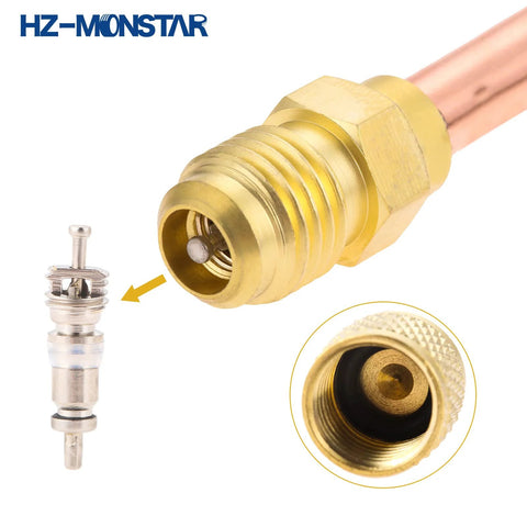 HZ-MONSTAR brass piercing valve kit with valve core and fittings for 1/4" refrigerator tubing