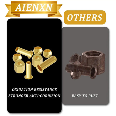 Comparison of Brass Compression Fittings Assortment Kit 1/4 Inch 50 Piece Set with other material showing oxidation resistance and anti-corrosion features.