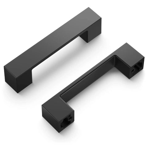 10 Pack Matte Black Kitchen Cabinet Handles Low Profile Drawer Pulls For Doors And Dresser Drawers Modern Square Design 3 Inch Center