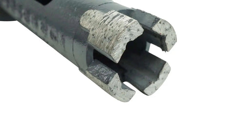 Close-up of Diamond T Shape Core Drill Bit For Hard Stone Concrete Marble Granite And Brick Dry Or Wet Drilling, showing tip