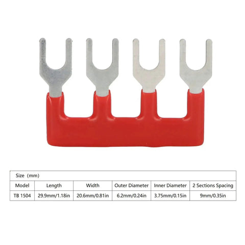 Cuttable Fork Type Jumper Block Terminal Strips 100V 15A Pack Of 15 With PVC Flame Retardant Shell Premium Copper Conductor Part TB1504