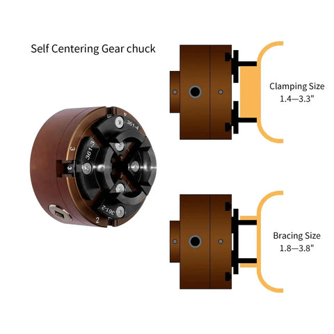 Four Inch Wood Lathe Chuck Set With 1 Inch By 8 TPI Thread And Three Quarter Inch By 16 TPI Adapter Built Tough Self Centering Four Jaw Wood Turning Chuck Heavy Duty Rust Resistant CNC Processed For Stable Holding And Easy Gripping