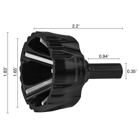 Beefy Tungsten Carbide Chamfering Drill Bit One Half To One And Three Eighths Inch Uniburr Deburring Tool with dimensions shown