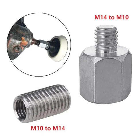 Five Eighth Inch To M14 Thread Adapter For Angle Grinder Polisher And Drill Bit Converter Heavy Duty Universal Fit Power Tool Accessory M10 To M14 Interface Connector Stainless Steel Silver Black Finish.