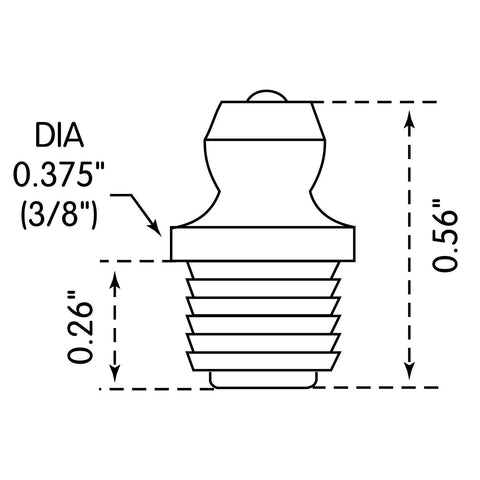 Grease fitting drive-type straight, 0.56 in long, 3/8 in diameter, for 5/16 in hole; 10-pack (Amazon brand).