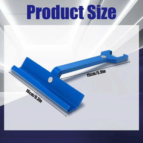 6 Inch Magnetic TDC And TDF Cleat Tool For HVAC Duct And Sheet Metal shown in blue with dimensions 16cm x 15cm