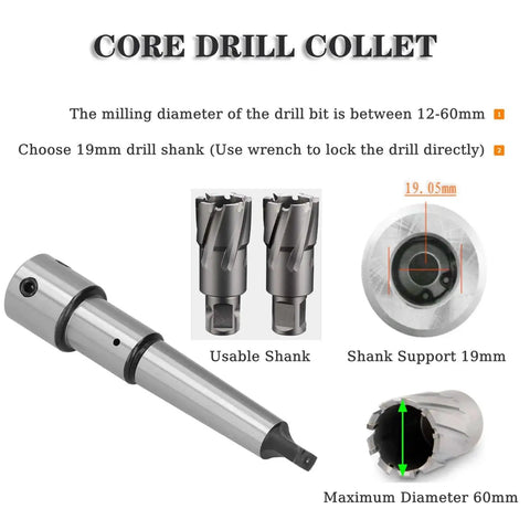 Annular Cutters Arbor MT3 Morse Taper To Three Quarters Inch Weldon Shank Drill Press Extension Arbor For Magnetic Radial Bench Lathe And Vertical Drills Core Drill Converter Shank, Supports 12 to 60 Mm Drill Bits And Right Angle Or General Purpose Bits