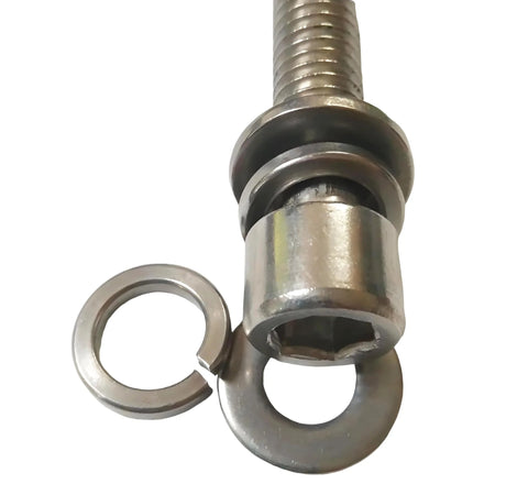 IEUYO 304 stainless steel SAE spring lock washers on threaded bolt, side view