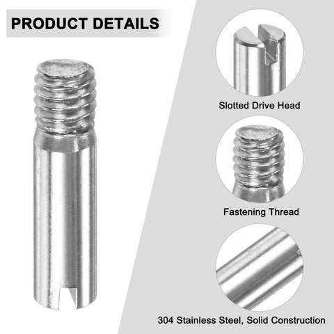 10 Pack M4 16mm Slotted Cylindrical Pin Dowel Set in 304 Stainless Steel External Thread Locating Pins for Metalworking and Woodworking Projects Heavy Duty Parallel Pins for Fixtures Shafts and Equipment Alignment