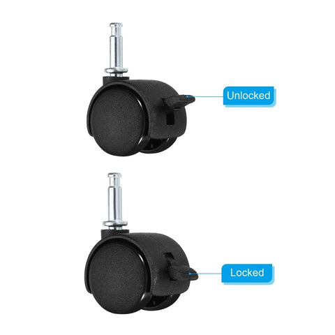 1 Inch Swivel Stem Casters With Brakes 8 Pack Nylon Wheels 360 Degree Insert Swivel Stem For Chairs And Furniture Replacement