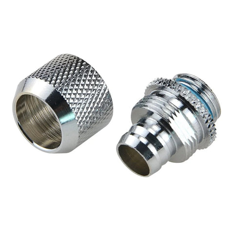 BXQINLENX compression fittings, two silver chrome G1/4 to 3/8 in ID for 1/2 in soft tubing, PC water cooling.