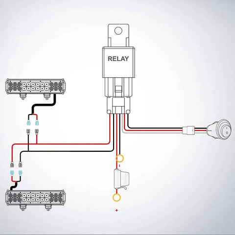 Diagram of LED Light Bar Wiring Harness Kit With 2 Leads 12V On Off Switch Power Relay And Blade Fuse for installation