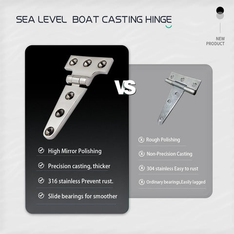 Laorde 316 stainless steel T-hinge 2-pack for boat hatch; marine grade, 4x2 in (100x54 mm)