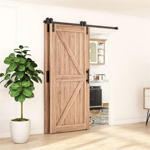 9 Ft Single Track Bypass Sliding Barn Door Hardware Kit For Double Doors With Flat Track Roller And Low Ceiling Space Saver installed