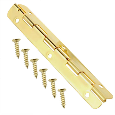 Four Pack 100mm Long Gold Rounded Corner Piano Hinges For Wooden Boxes Cabinets And Jewelry Boxes With Gold Screws