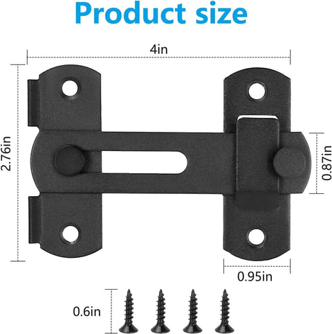 4 Inch Black Barn Door Lock Sliding Cat Door Latch Kit With No Fuss Easy Install And Rust Resistant Stainless Steel Hardware