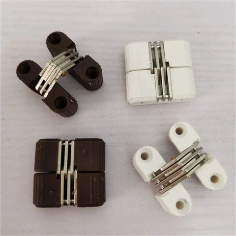 0 To 180 Degree Cross Hinge Plastic Folding Barrel Invisible 6 Pack Brown For Hidden Low Profile Cabinet Doors
