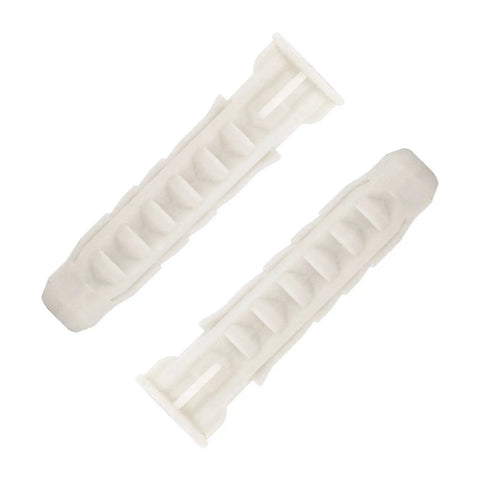 Two white Concrete Wall Anchors For TV Wall Mount Installation Suitable For Concrete Or Brick Walls Plastic Anchor Bolts 10x50mm.