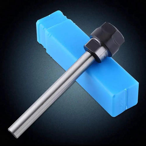 Collet Chuck Holder With Straight Shank For CNC Milling And Lathe Tooling Heavy Duty Clamp next to blue packaging