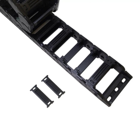 1 Meter Drag Chain Cable Carrier For CNC Routers And Industrial Machines, 25x77mm Open Type R55, shown with components