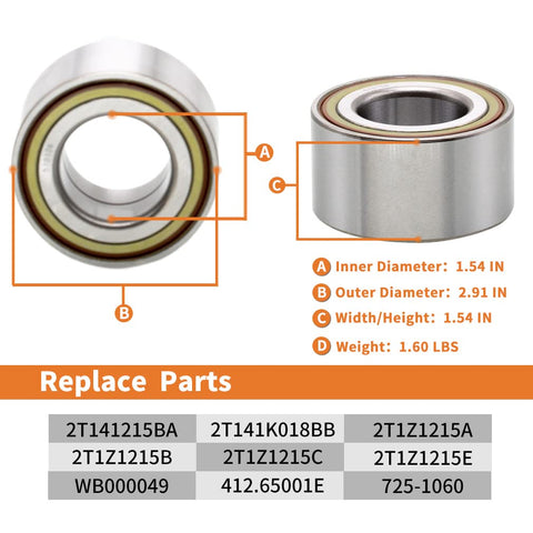 Front Wheel Hub Bearing Assembly 510106 X2 for Ford Transit Connect 2010 2011 2012 2013 shown with dimensions and replacement part numbers