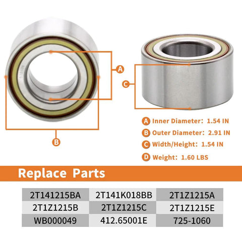 Front Wheel Hub Bearing Assembly For Ford Transit Connect 2010 2011 2012 2013 Drop In Fit 510106 with dimensions and part numbers