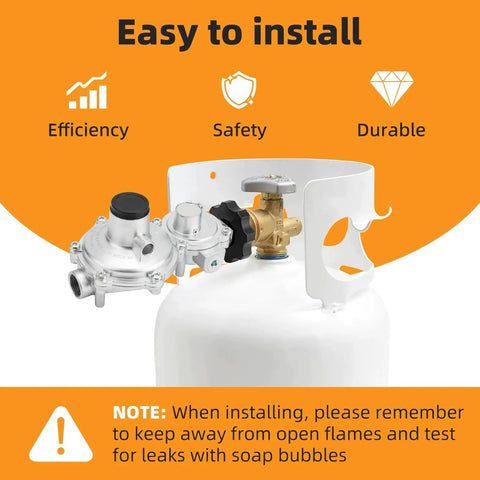 Two Stage Propane Regulator With Soft Nose POL Connection For Twenty To Hundred Pound Tanks 3 Eighth Inch NPT Fitting installed