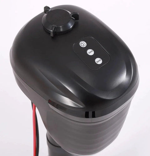 Close-up of 12V Electric RV Tongue Jack With Touchpad Controls 4,000 Lbs Lift 18 In Travel, showing touchpad interface.