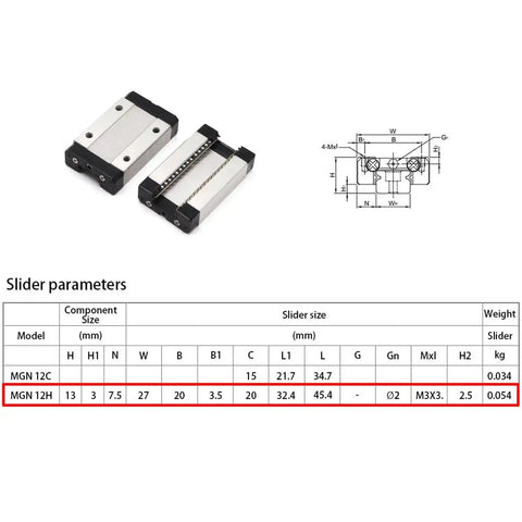 MGN12H 400mm Linear Rail Guide Kit Two Pack For 3D Printers And CNC Machines Premium 8mm Slide With Heavy Duty Bearings specs